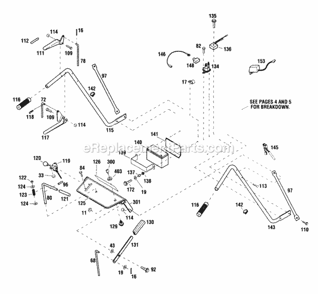 Handlebar And Console Assembly Diagram and Parts List for 833E 12AE750-100 Cub Cadet Lawn Mower